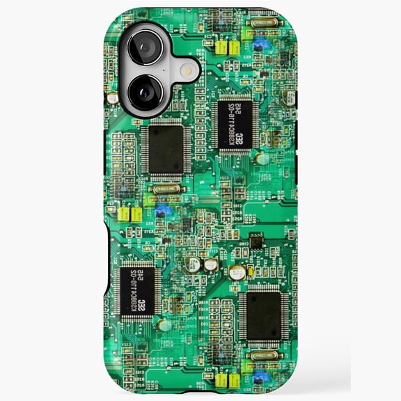 Green Printed Circuit Board Pattern Computer Tech CPU Motherboard Art iPhone Tough Case