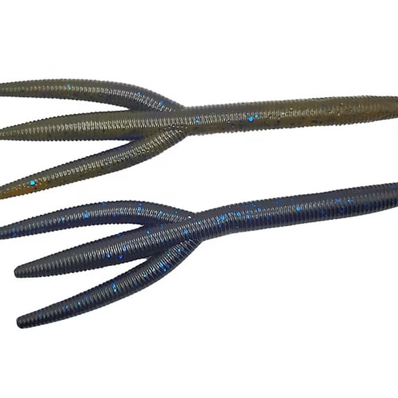 Green Pumpkin Black & Blue Triple Threat 5" Fishing Lure 6-Pack / Vibrating Senko Style Soft Bait with Dual Legs / Bass, Trout & Walleye Fishing Lures / Wacky, Belly Hook & Ned Rig Compatible