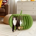 thumbnail image 1 of Green Pumpkin Felt Cat House with Soft Plush Cushion & Hanging Pom-Pom Toy - Spacious Halloween Themed Pet Bed for Indoor Cats, Durable High-Density Board Construction, 1 of 6