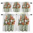 thumbnail image 1 of Green Pumpkin Kitchen Curtains Valances and Tiers Set of 3 Sunflower Leaves Bottle Cotton Striped Tier Curtains and Valance with Rod Pocket for Small Windows, 27.5"x24", 1 of 9