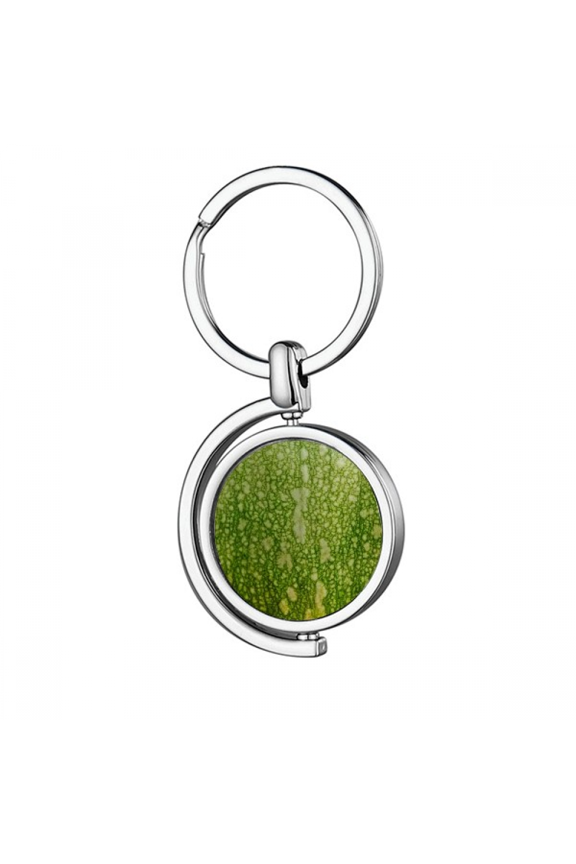 Green Pumpkin Peel Macro Photo Patterns Rotating Keychain Metal Keyring Holder