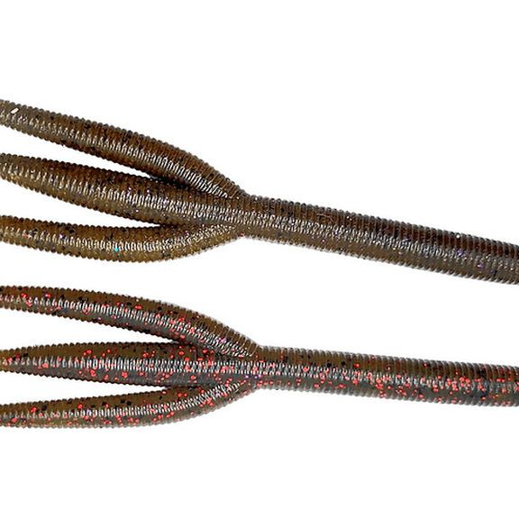 Green Pumpkin Purple Watermelon Red Triple Threat 5" Fishing Lure 6-Pack, Vibrating Senko Style Soft Plastic Bait with Dual Kicking Legs, Bass, Trout & Walleye Fishing Lure, Wacky Ned & Belly Hook Ri