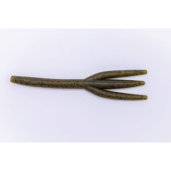 Green Pumpkin Triple Threat 5" Soft Plastic Fishing Lures 6 Pack | Senko Style Worm Baits for Bass, Trout, Walleye | Vibrating Stick Bait for Wacky Rig, Ned Rig, Belly Hook | Durable Freshwater