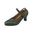 thumbnail image 1 of Green Pumps Closed Toe Heels for Women Modern Dance Shoes Indoor Dance Shoes Friendship Dance Square Dance Shoes National Standard Dance Shoes, 1 of 5