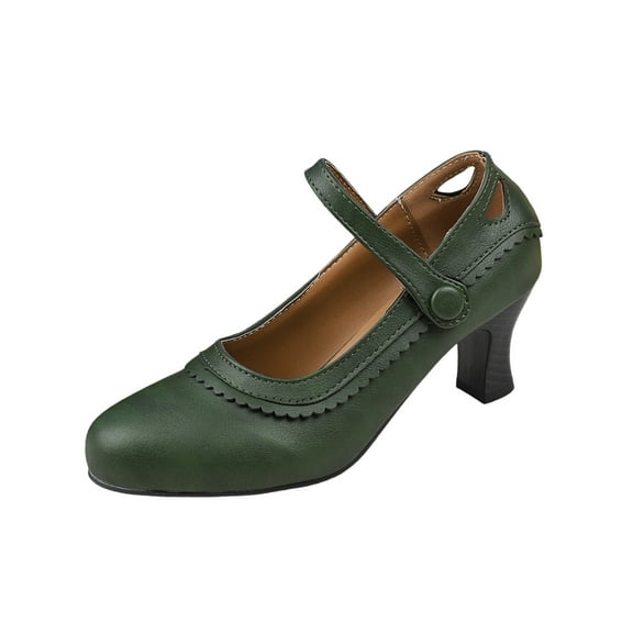 Green Pumps Closed Toe Heels for Women Modern Dance Shoes Indoor Dance Shoes Friendship Dance Square Dance Shoes National Standard Dance Shoes