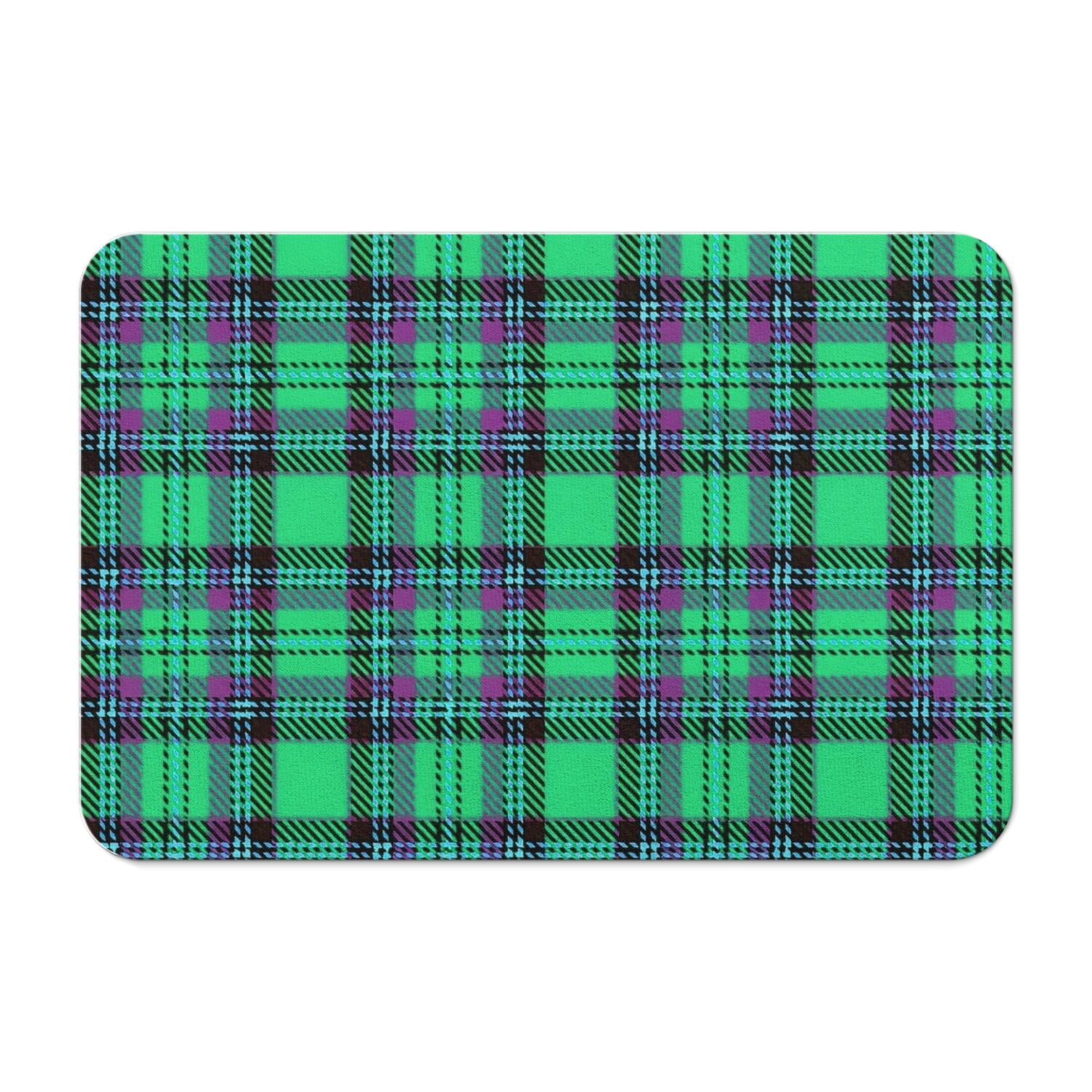 Green and Purple Checkered Pattern Diatomite Bath Mat, Stone Bath Rug ...