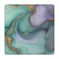 thumbnail image 1 of Green Purple Gold Marble Pattern Square Fitted Tablecloth with Elastic Edge,Square Table Cover,Washable Elastic Table Cover for Home Kitchen Party Decor 34"x34", 1 of 6