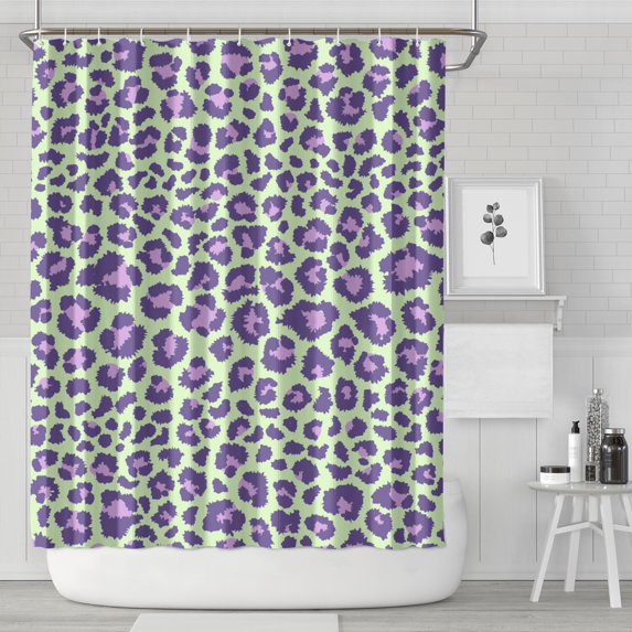 Green and Purple Of Leopard Print Shower Curtain 72"x84" ,Bathroom Decorative Shower Curtains Set with 12 Hooks,Modern Waterproof Washable Shower Curtain