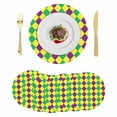 thumbnail image 1 of Green Purple Plaid Round 13 Inch Placemats Set of 6, Modern Geometric Minimalist Checkered HeatResistant Non Slip Place Mats for Dining Table, Wipeable Braided Kitchen Table Mats for Housewarming, 1 of 9