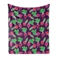 thumbnail image 1 of Green and Purple Soft Flannel Fleece Throw Blanket, Ripe Beets Pattern Cartoonish Design on Purple Background, Cozy Plush for Indoor and Outdoor Use, 50" x 60", Purple Green and Magenta, by Ambesonne, 1 of 6