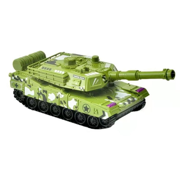 Green Push Car Inertial Military Tank Toy For Kids Simulation Model Movable Parts 360 Degree Rotating Turret No Batteries Plastic