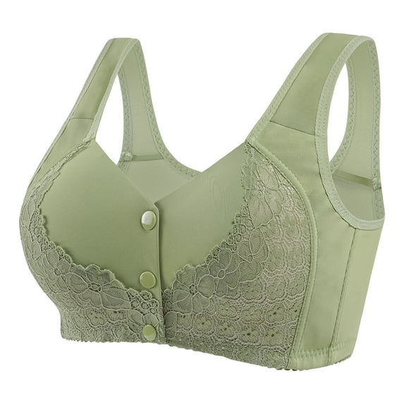 Green Bras for Women's Fashionable and Casual Front Buttoned Underwear for Elderly People Skin Friendly and Comfortable Bra