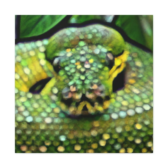 Green Python Pointillism - Canvas