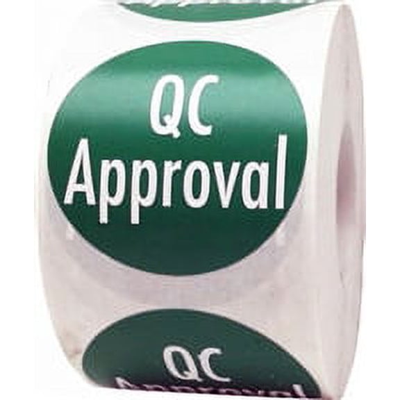 Green "QC Approval" Labels | 1.5" inches Round - 500 Pack | InStockLabels.com