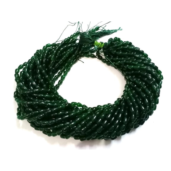 Green Quartz Beads Smooth 5x7mm Teardrop Gemstones on 12-Inch Strand for Jewelry Crafting DIY