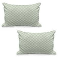 thumbnail image 1 of Green Quilted Pillowcover Set of 2, Picnic Table Inspired Modern Geometric Pattern in Square Shapes Retro, Standard Queen Size Pillow Cover for Bedroom, 30" x 20", Pistachio Green White, by Ambesonne, 1 of 1