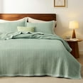 thumbnail image 1 of Green Quilts Queen Size - Queen Quilt Bedding Set Bedspread Coverlet, Lightweight Corduroy Pattern Bedspread, 3-Piece Set with 90"x96" Coverlet & 2 Pillow Shams, All-Season Soft Microfiber, 1 of 16
