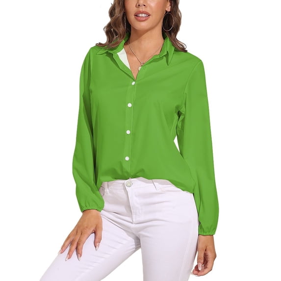 Green RYB Long Sleeve Blouse Woman Streetwear Casual Shirts Summer Oversize Woman Streetwear Clothing Birthday Present