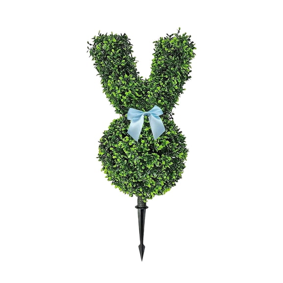 Green Rabbit-Shaped Potted Easter Bunny Insert Artificial Bunny Topiary Tree for Indoor/Outdoor Easter Decorations, UV Resistant Weather Resistant Decor