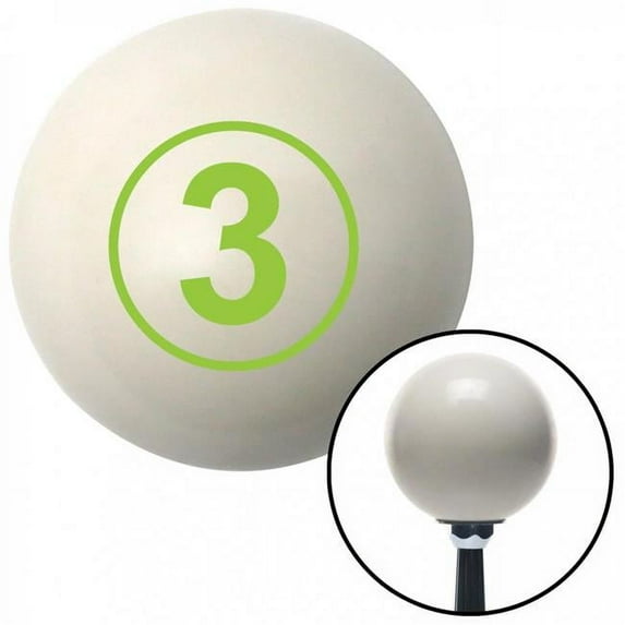 Green Racing Number 3 Ivory Shift Knob with M16 x 1.5 Insert Shifter Auto Manual Brody