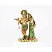 Green Radha Krishna Brass Small Statue For Puja, Home Mandirs, Decor, Gifts, Showpiece by Pooja Bazar 5 X 11 X 7 In