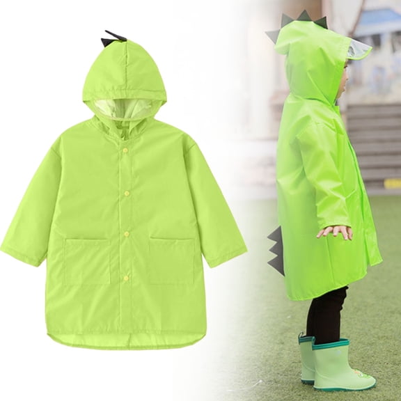 Green Rain Ponchos Raincoats,Kids Raincoats,Waterproof Rain Jacket Cartoon Dinosaur Rain Wear Children Rain Poncho(XXXL Size)