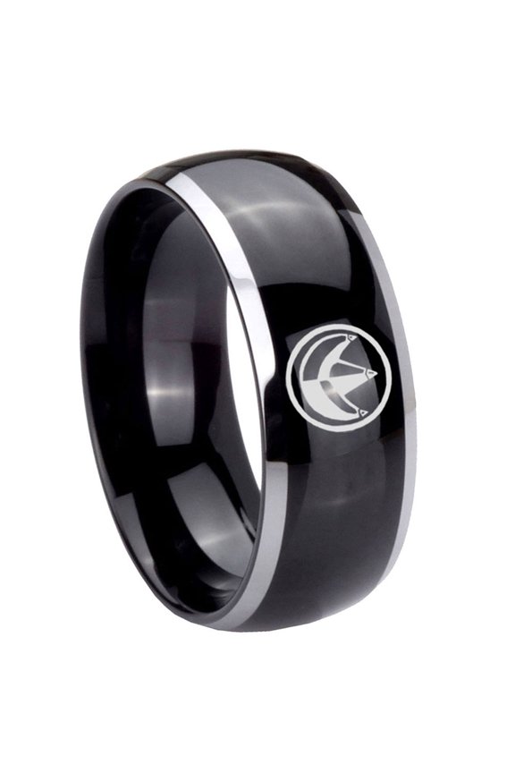 Green Ranger Power Black 2 Tone Dome Tungsten Men's Ring 10MM