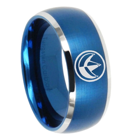 Green Ranger Power Dome Brushed Finish Blue Tungsten Ring 10MM