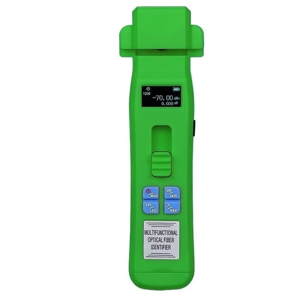 Green Rechargeable Optical Fiber Identifier + OPM + VFL + LED Light, Fiber Optic Cable Tester ,Quality Assurance