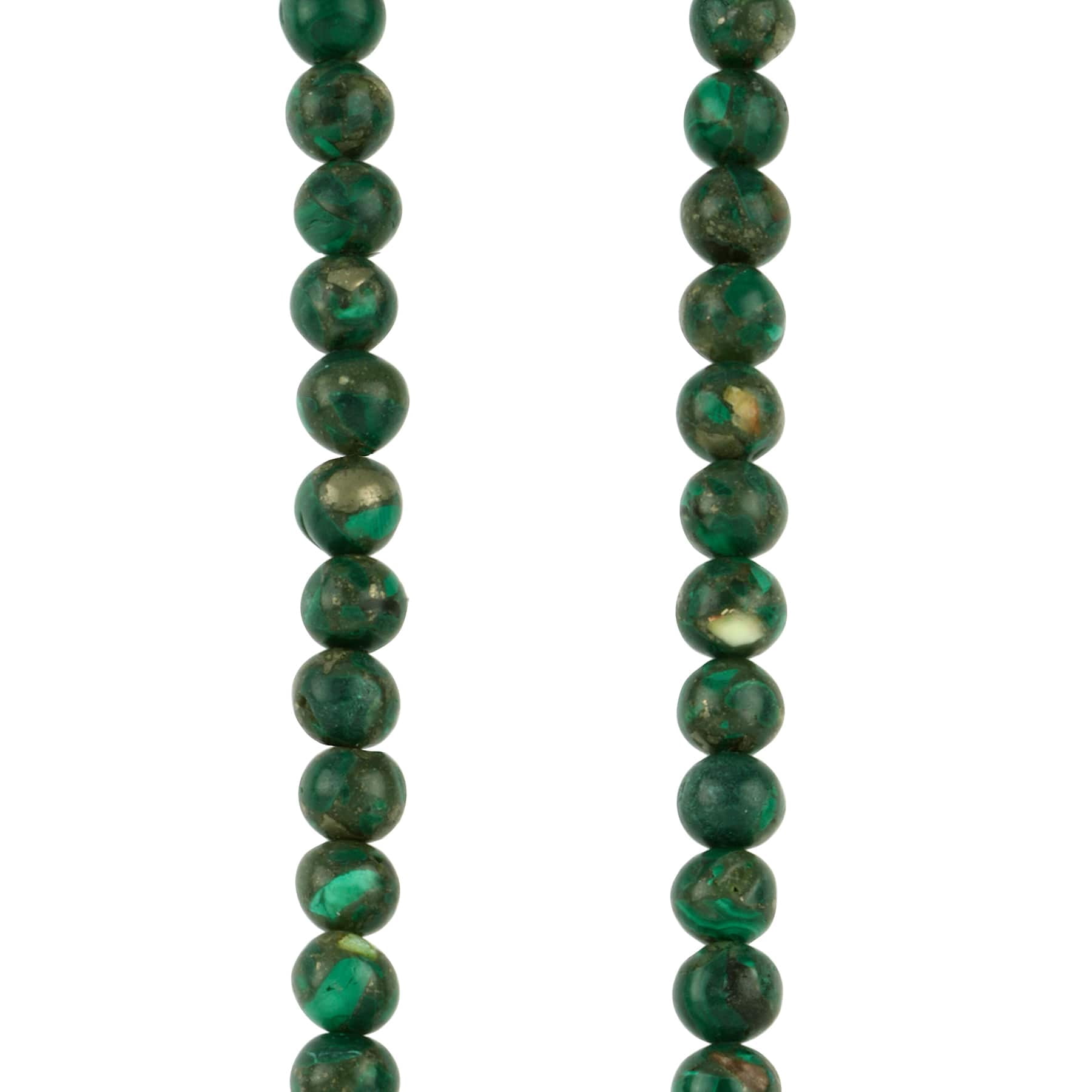 Bead Landing Green Reconstituted Dyed Malachite Round Beads - 5.5mm Gemstone Beads for DIY Bracelets, Necklaces, Earrings & Crafts, 6 Pack