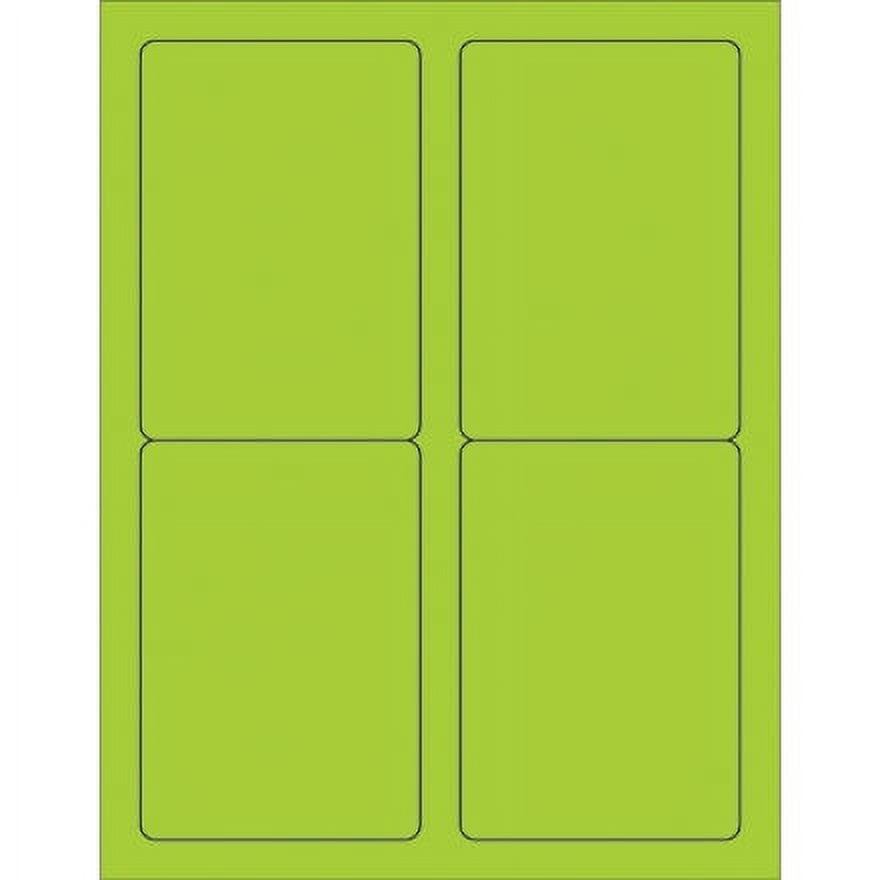 Green Rectangle Labels 400 3 1/2 x 5" for Laser Printing 4 Labels/Sheet