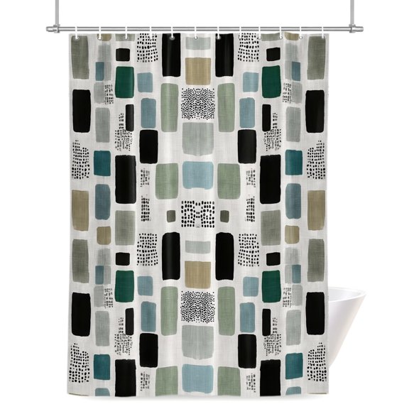 Green Rectangle Shower Curtains for Bathroom, Abstract Sage Green Black Rectangle Waterproof Fabric Shower Curtain for Bathroom Bathtub Decoration, Machine Washable 72"x72"