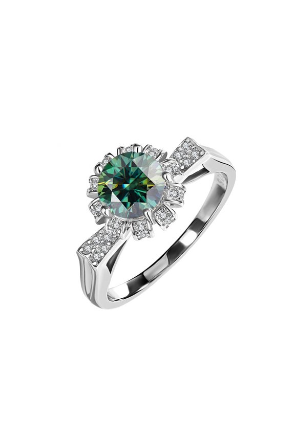 Green/Red 1 Carat Moissanite Rings for Women D Color VVS1 925 Sterling Silver Round Cut Moissanite Wedding Bands Simulated Diamond Wedding Rings Lab Diamond Engagement Rings