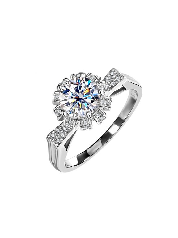 Green/Red 1 Carat Moissanite Rings for Women D Color VVS1 925 Sterling Silver Round Cut Moissanite Wedding Bands Simulated Diamond Wedding Rings Lab Diamond Engagement Rings