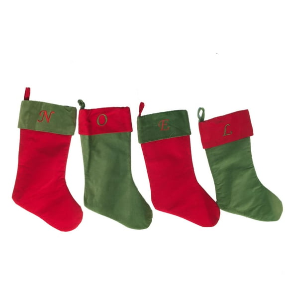 Green & Red 4 Piece Noel Monogram Christmas Stocking Holiday Decoration