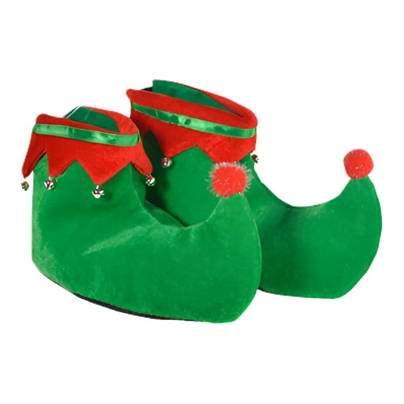 Green/Red Adult Plush Elf Shoes - 1 Pair (393235)
