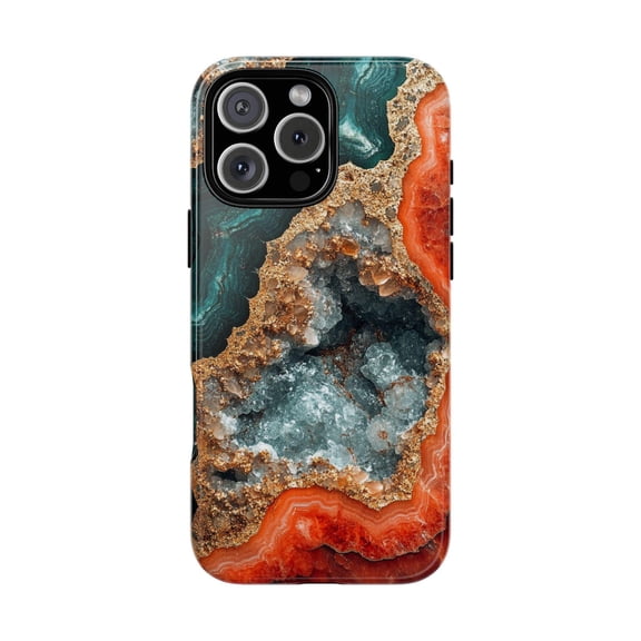 Green Red Agate Geode Rock Crystal Marble Abstract Pattern Case for iPhone 17 16 15 14 13 12 11 Pro Max A00136