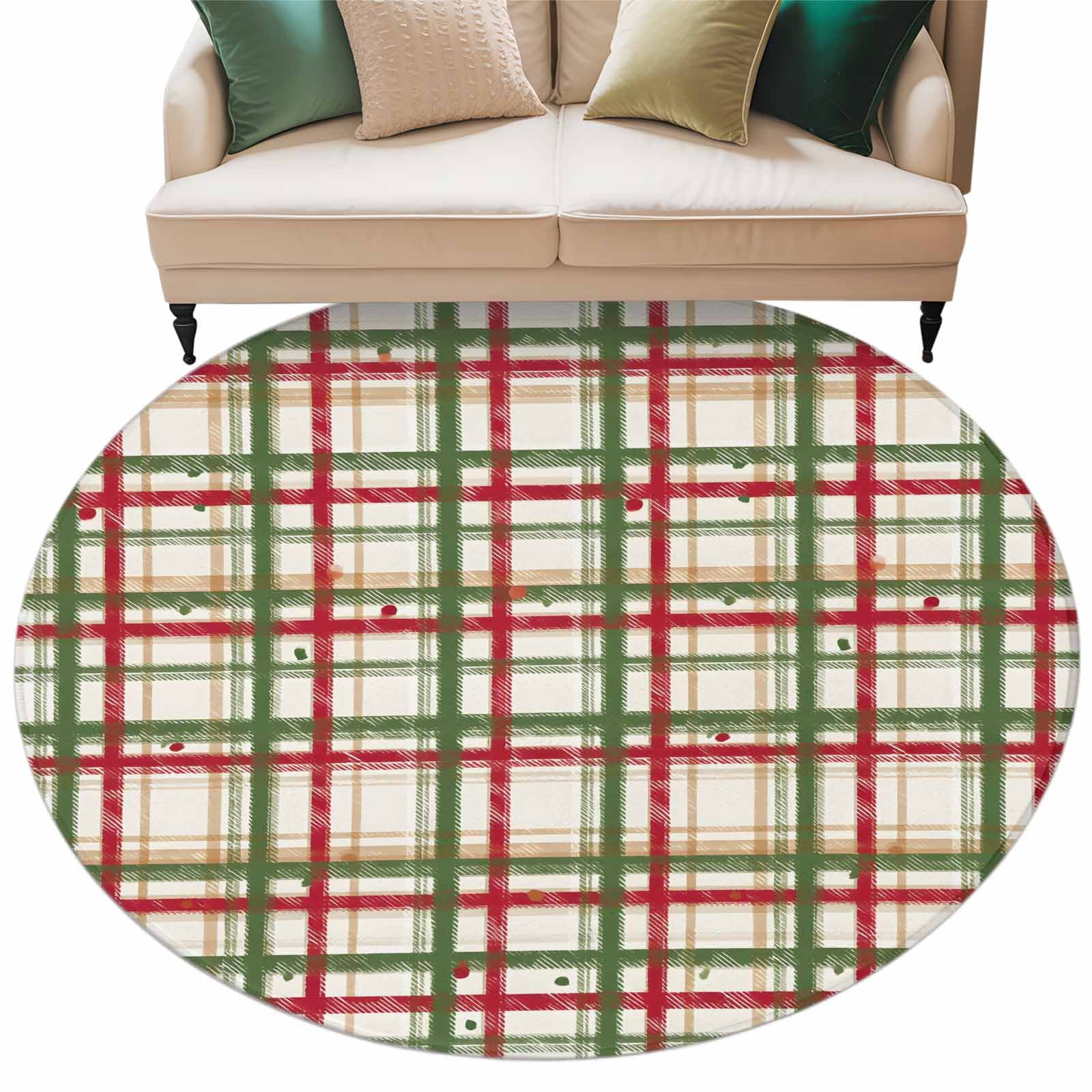 Green Red Checkered Large Area Rugs for Bedroom Living Room, Soft Non ...