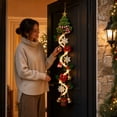thumbnail image 1 of Green and Red Christmas Decoration with Led Lights and Bells, Tall Home Decoration with Snowflakes and Bows for Front Porch, Festive Outdoor Hanging Decor for Winter Seasonal, 1 of 7