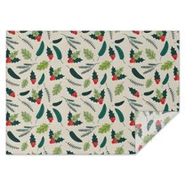 Green and Red Christmas Holly Pattern Rectangle Tablecloth 60"x84",Waterproof Polyester Rectangle Table Cloth, Wipeable Spillproof Polyester Tablecloth for Dining, Camping, Indoor and Outdoor