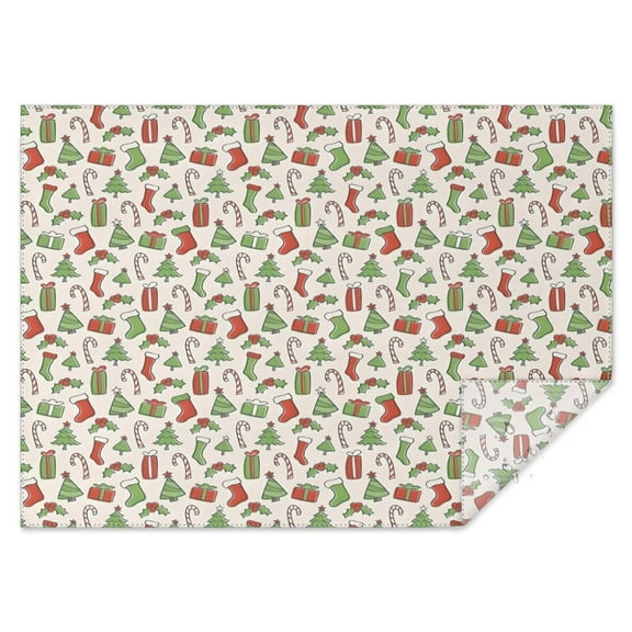 Green and Red Christmas Pattern Rectangle Tablecloth 60"x84",Waterproof Polyester Rectangle Table Cloth, Wipeable Spillproof Polyester Tablecloth for Dining, Camping, Indoor and Outdoor
