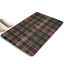 Green and Red Christmas Plaid Pattern Flannel Non Slip Door Rugs,Washable Door Mats Indoor,Decorative Door Mats,Dirt-Resistant and Absorbent Doormat for Entrance,Bedroom,Kitchen,Bathroom,31.5"x17"