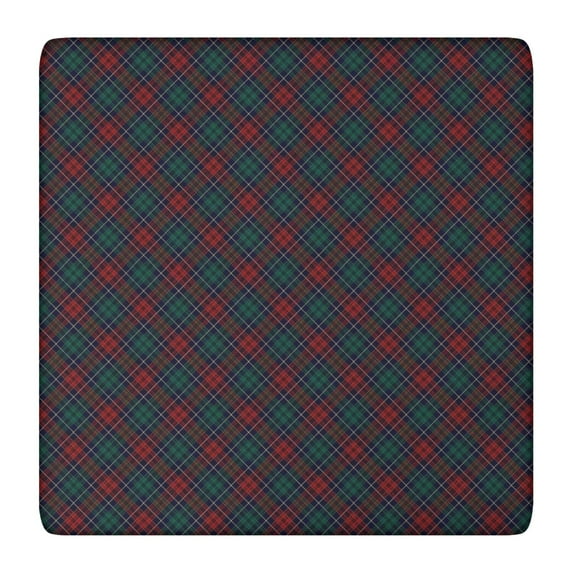Green and Red Christmas Plaid Pattern Square Fitted Tablecloth with Elastic Edge,Square Table Cover,Washable Elastic Table Cover for Home Kitchen Party Decor 36"x36"
