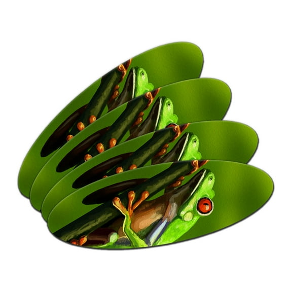 Green Red Eyed Tree Frog - Tropical Rainforest Oval Nail File Emery Board 4 Pack