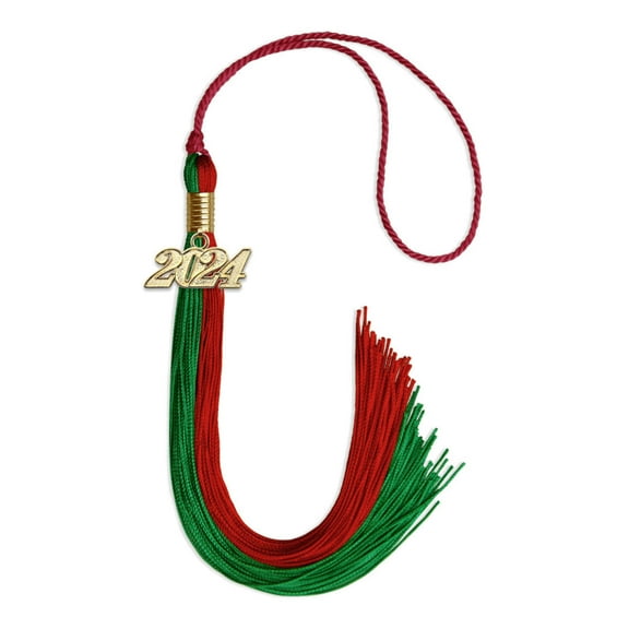 Endea Graduation Green/Red Graduation Tassel with Gold Date Drop