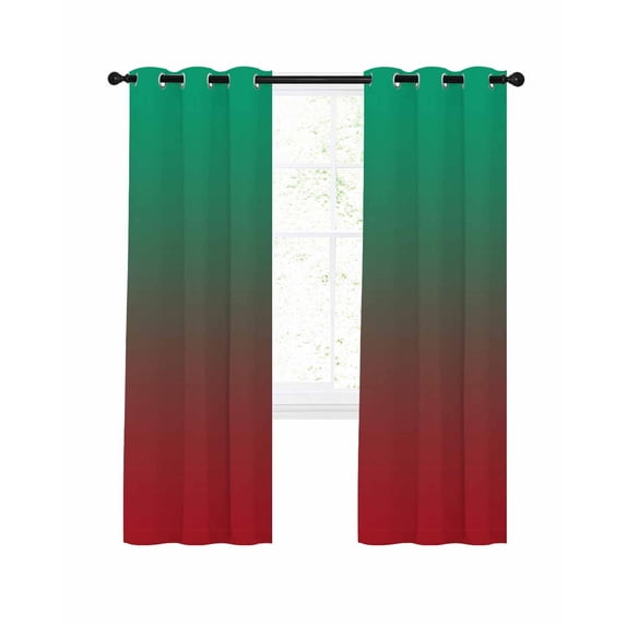 Green Red Ombre Blackout Curtains 90 Inches Long for Bedroom, Modern Abstract Art Aesthetics Thermal Insulated Room Darkening Black Out Window Curtain Panels Grommet Drapes for Living Room