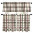 thumbnail image 1 of Green Red Plaid Christmas Kitchen Curtains Sets for Windows 36 Inch Length, Xmas Checkered Buffalo Rod Pocket Window Treatments Tier Curtains and Valances Set for Bedroom/Bathroom, 1 of 8