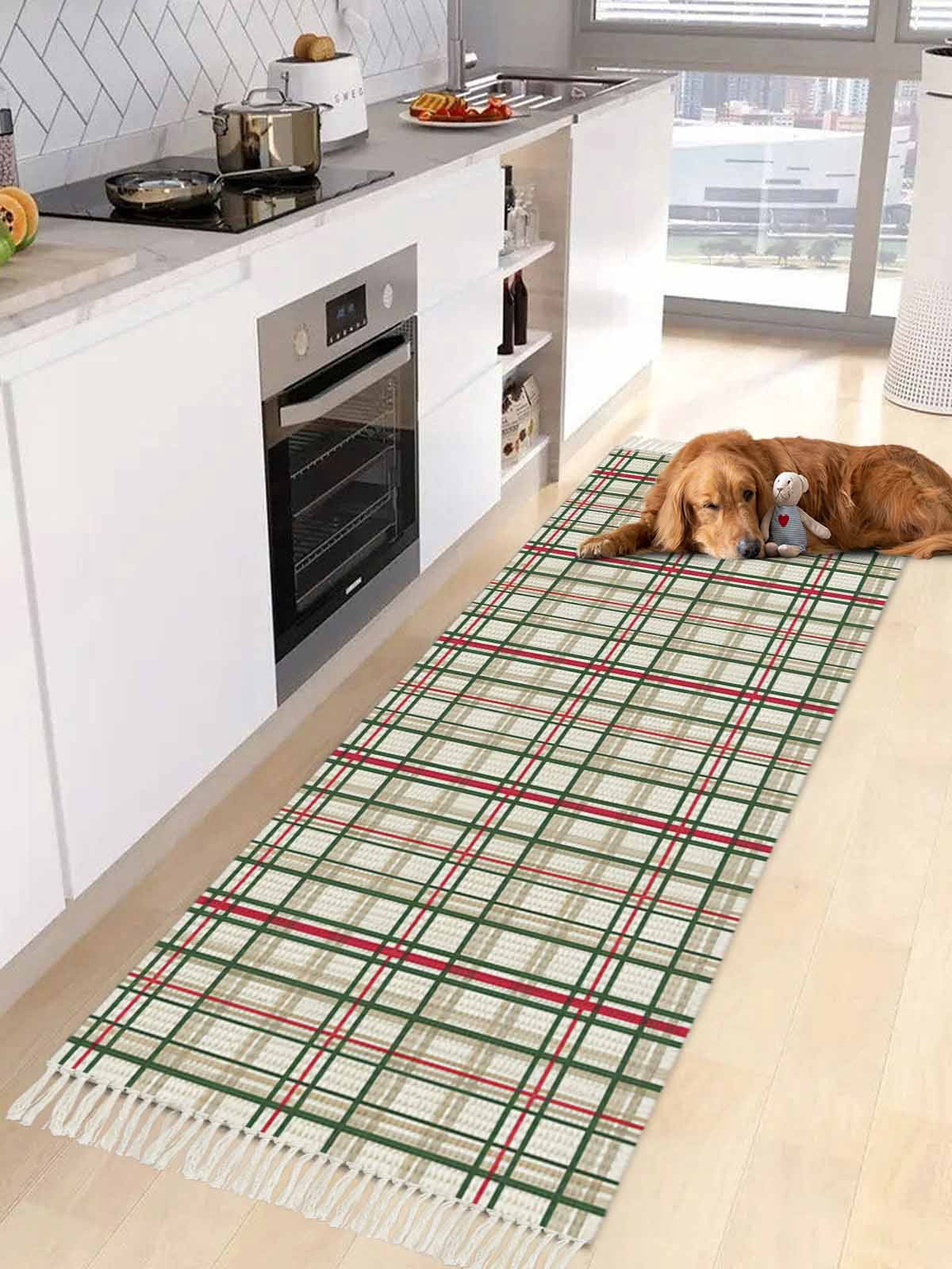 Green Red Plaid Christmas Kitchen Runner Rug 2x6 Bedside Rug with ...