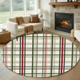 thumbnail image 1 of Green Red Plaid Christmas Round Rug 5ft Washable Circle Kitchen Rugs Non Slip Xmas Checkered Buffalo Large Area Rug Indoor Floor Carpet for Bedroom Living Room Home Office Dining Room Nursery, 1 of 8