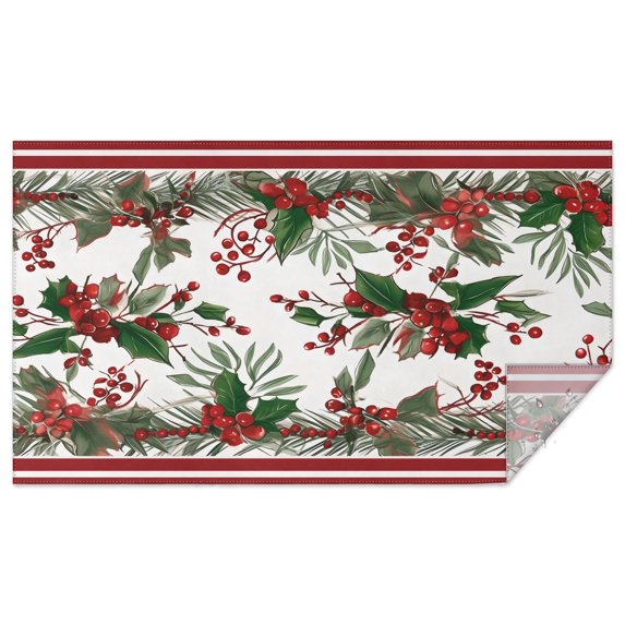 Green Red Plant Tablecloths Waterproof Polyester Table Cloth for Kitchen Dining Holiday Dinner Oil-Proof Rectangle 60x102 Inch Wipeable Table Covers